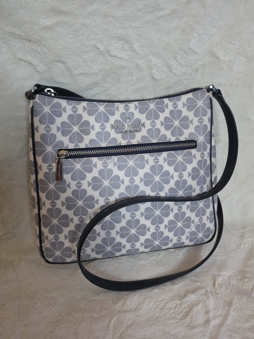 Kate Spade Navy Blue Signature Spade Flower Large Crossbody♠️